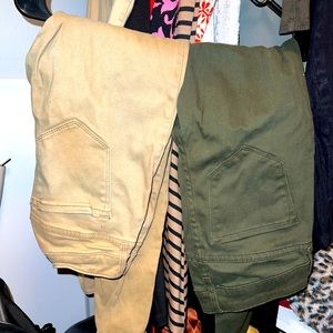 Or navy khaki and olive green jeans